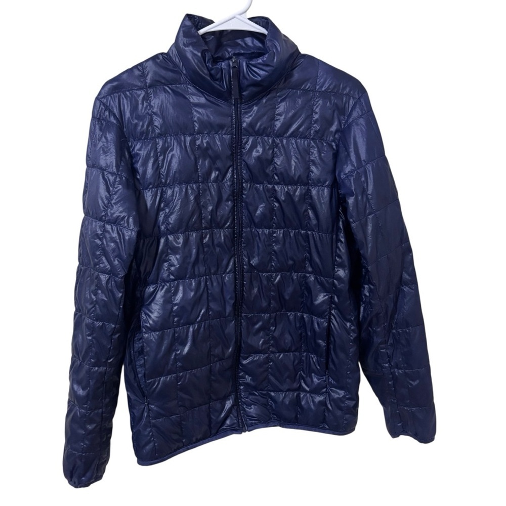 Uniqlo shiny Navy blue Quilted light down feather Jacket size XS